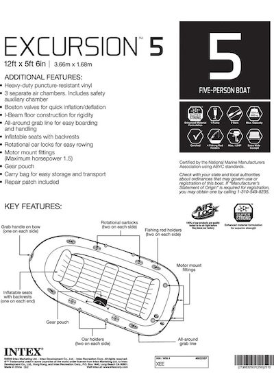 Intex Excursion 5 Şişme Bot Set 366 168 43 68325