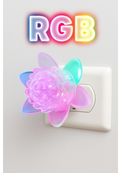 Rgb Gece Lambası Çiçek Tip On/off Tuşlu Koridor Hol Işığı Uyuma Işığı Renkli Işık Beyaz Gc06 Beyaz