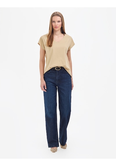 Pierre Cardin Kadın Bej Tişört Basic 50325454-vr011