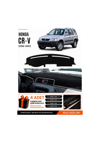 Honda Cr-v 1996-2001 Uyumlu Torpido Koruma, Torpido Örtüsü, Torpido Kılıfı - Siyah Gri