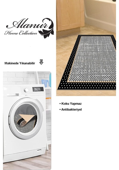 Dekoreko Kaymaz Taban Djt Banyo Halısı Yıldız Deri Modern 604m Siyah