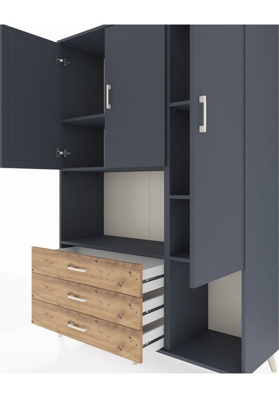 Hyperion Dolap 6 Raflı 3 Çekmeceli 3 Kapaklı 132x44x195 Antrasit-antrasit/çam Antrasıt/atlas Çam Hyperion Dolap 6 Raflı 3 Çekmeceli 3 Kapaklı 132x44x195 Antrasit-antrasit/çam Antrasıt/atlas Çam
