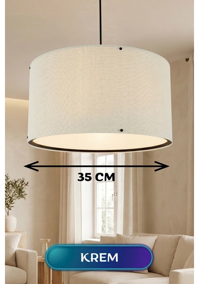 Krem Kumaş Başlıklı Sarkıt Avize 35 Cm Diğer