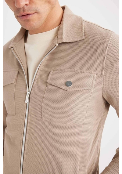 DeFacto Slim Fit Dar Kesim Polo Yaka Fermuarlı Mevsimlik Baharlık Mont D7533AX25SPBG216