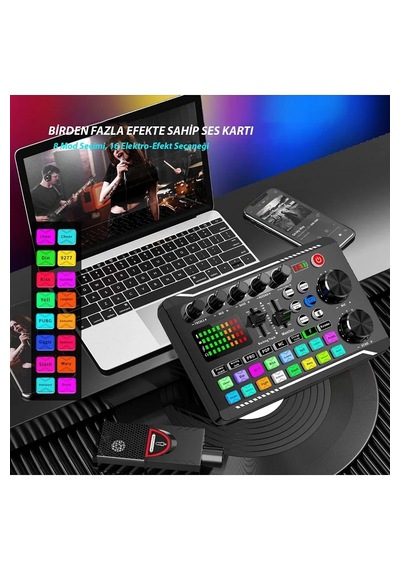 Yenilzd Stüdyo Ses Mikseri Şarjlı Dj Canlı Yayın Kondenser Mikro