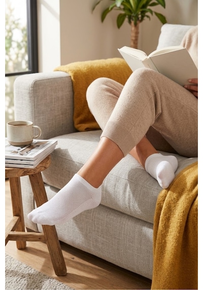 Socketta Kadın Bambu Dikişsiz 6'lı Karışık Renk Patik Çorap Premium Çok Renkli