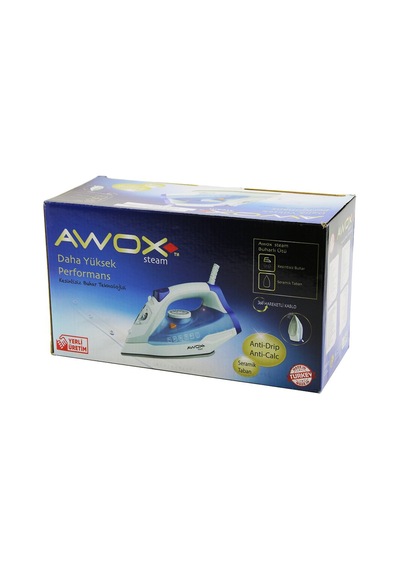 Awox Steam-1716 Buharlı Ütü Seramik Taban 2600w 360 Derece Dönebilen Kablo - 490ml Şeffaf Su Tankı 5250