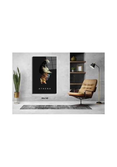 Athena Heykeller Cam Tablo Pct0853 Modern Dekorasyon Temalı Dekoratif Duvar Tablosu, Salon, Ev Ve Ofis Dekoru,