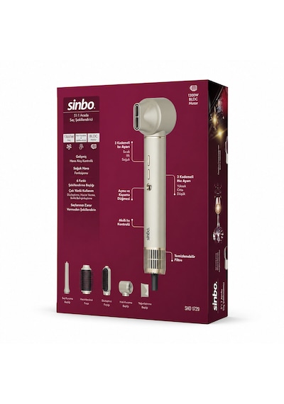 Rose Gold Air Brush 5in1 Bukle-hacimle-düzleştir-2-fırça Saç Kurutma - Şekil Makinesi 1300w3-kdm.hız - Derece Shd-1729