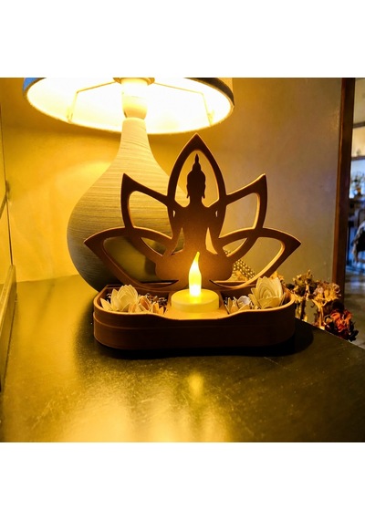 3d Baskı Lotus Buda Mumluk - Dekoratif Tealight Mumluk-kahverengi Diğer