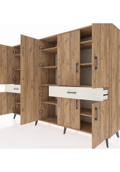 Hyperion Dolap 12 Raflı 2 Çekmeceli 8 Kapaklı 220x44x163 Çam-çam/ Çam-çam/aytaşı Hyperion Dolap 12 Raflı 2 Çekmeceli 8 Kapaklı 220x44x163 Çam-çam/ Çam-çam/aytaşı