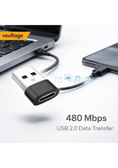 Usb To Type-c Dönüştürücü/çevirici, 3a Hızlı Şarj Ve Veri Aktarımı, Otg, Mini Boy Siyah, İphone Ve Dizüst