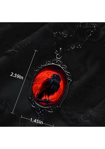 Dükkan Design Love And Deep Space Red Crow Kolye Siyah - Kırmızı