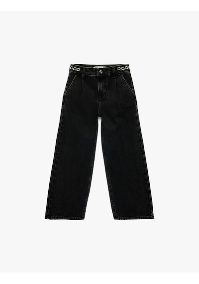 Koton Pamuklu Aksesuar Detaylı Cepli Geniş Paça Denim Pantolon - Wide Leg Jeans Siyah 6skg40073ad Koton Pamuklu Aksesuar Detaylı Cepli Geniş Paça Denim Pantolon - Wide Leg Jeans Siyah 6skg40073ad