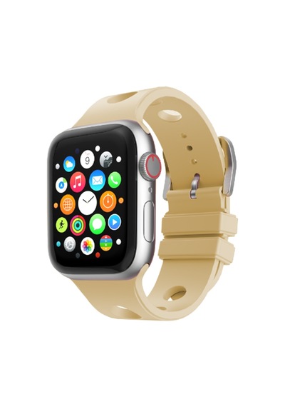 Watch 44mm Delikli Tasarım Mkst Krd-147 Silikon Kordon - Gold