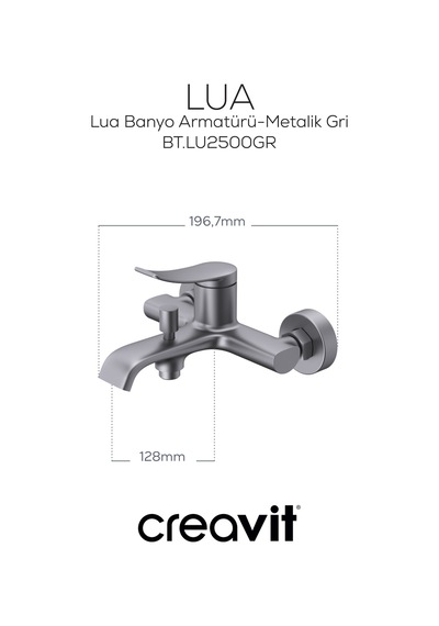 Creavit Lua Banyo Armatürü Metalik Gri Bt.lu2500gr