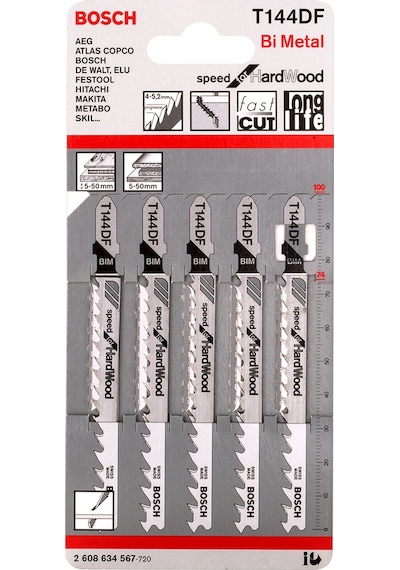 Bosch T 144 DF Speed For Hard Wood Dekupaj Testeresi Bıçağı 5'Li - 2608634567