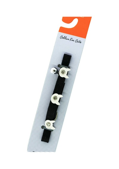 Luxury Paws Kedi Boyun Tasması Felix Taşlı Siyah 10mm-32CM
