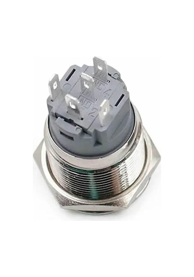Alkatronik 16mm Metal Buton Beyaz Power Sembol Led Işıklı Panel Montaj Düz Kafa Kilitlemeli Dc 6a 12v Ip67 Düğm 1