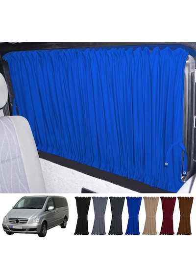 Pandami Mercedes Vito W639 5 Cam 2003-2014 Uyumlu Mavi Raylı Oto Perde Takımı