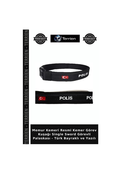 Terrien Memur Kemeri Resmi Kemer Görev Kuşağı Single Sword Görevli Palaskası - Türk Bayraklı Ve Yazılı Diğer