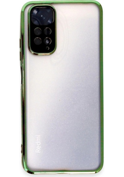 Xiaomi Redmi Note 11 Kılıf Razer Lensli Silikon - Yeşil Düz Renkli