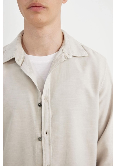DeFacto Slim Fit Dar Kesim Pamuklu Basic Düz Uzun Kollu Gömlek A4644AX24AUBG721
