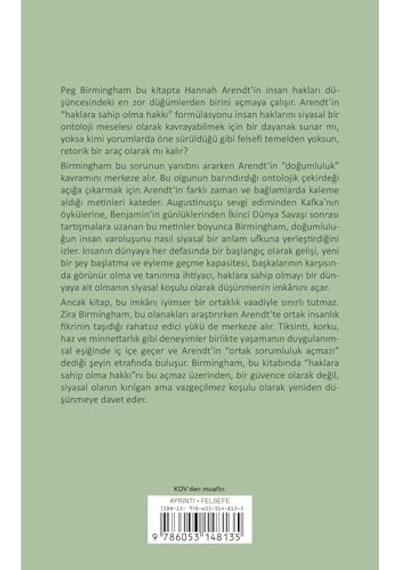 Hannah Arendt Ve İnsan Hakları: Ortak Sorumluluk Açmazı