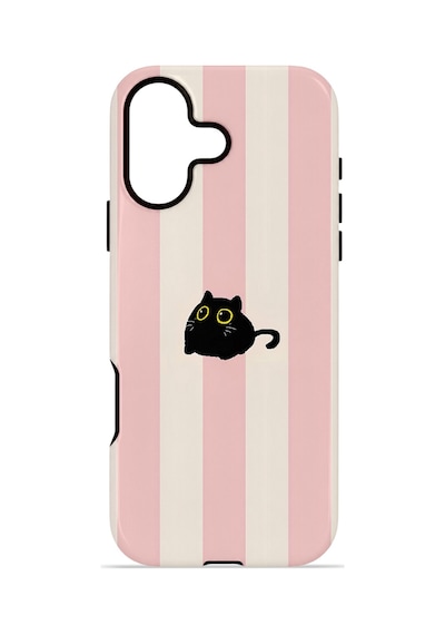 Apple iPhone Uyumlu 17 Vorian Çift Katmanlı Kılıf Midnight Cat Stripe