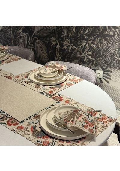 Keten Asil Desen Runner 40x140 Cm Çok Renkli