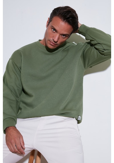 Buratti Regular Fit Bisiklet Yaka Pamuklu Içi Tüylü Yumuşak Şardonlu Erkek Sweat 5905255 Haki