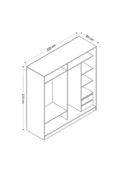 Minarmobilya Minar Kale210Y 2K Sürgülü Dlp 220G Cm - Byz Aynalı Byz