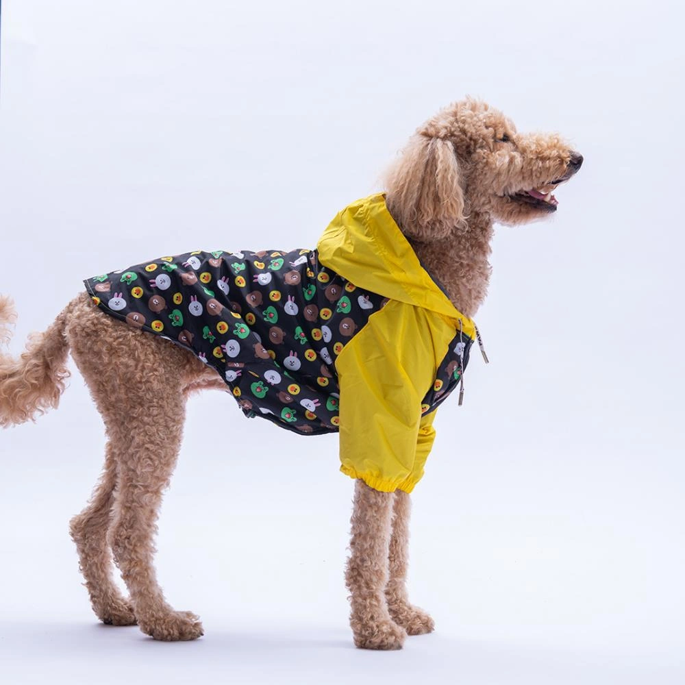 Osaka Smile Sarı Emoji Desenli Büyük Irk Köpek Montu Köpek Yağmurluğu Köpek Kıyafeti Köpek Elbisesi