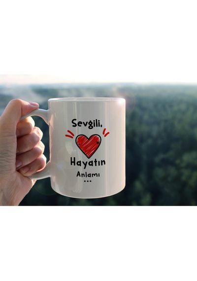 Sevgiliye Özel Baskılı Seramik Kahve Çay Kupası Beyaz