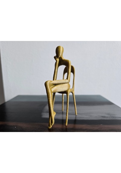 15cm Gold Renk Soyut Düşünen Heykel - Modern Ev Dekorasyonu