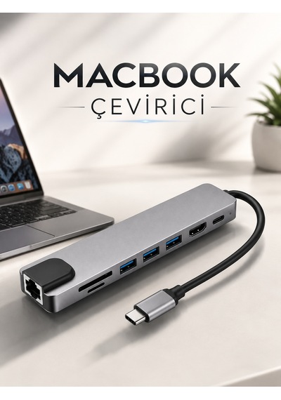 Çevirici Dönüştürücü Adaptör Apple Macbook Uyumlu 3 In 1 Type-c To Hdmı Usb 3.0 - Lisinya St