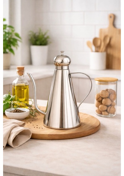 Qerhome Paslanmaz Çelik Inox Yağlık & Sosluk 1000 Ml 1 Adet Gümüş - Gri