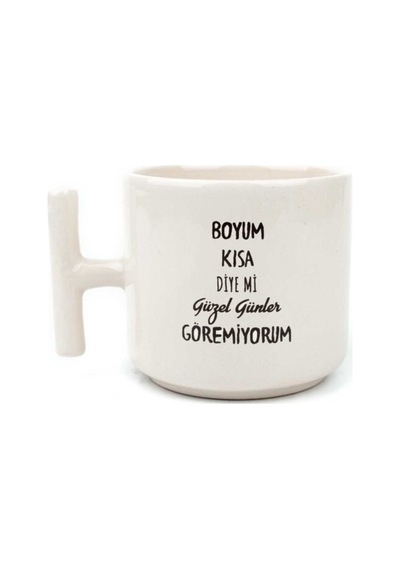Boyum Kısa Diye Mi Tasarım T Kupa Beyaz
