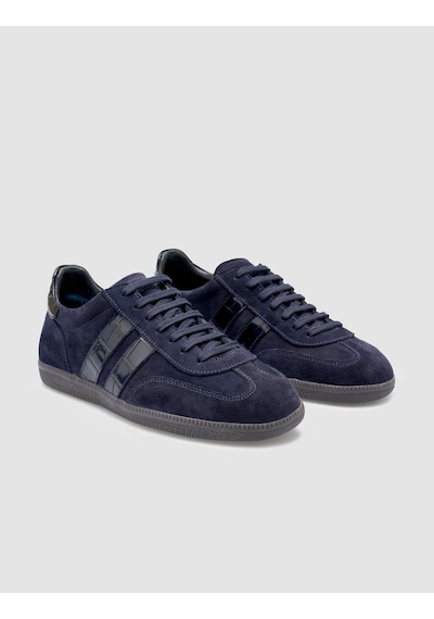 Hakiki Süet Deri Lacivert Kadın Sneaker Ayakkabı Lacivert Süet