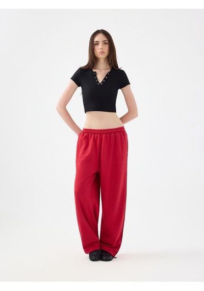 Baggy Fit Kadın Eşofman Altı Kırmızı