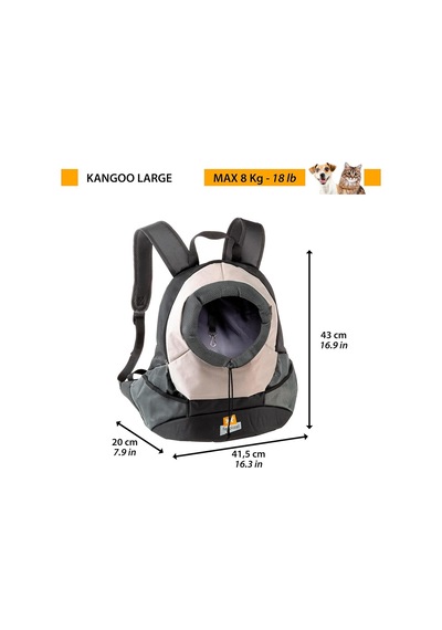 Ferplast Kangoo Large Küçük Köpek Taşıma Çantası, Dolgulu Omuzlar, Sağlam Ve Dayanıklı Malzeme, Gri