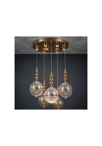 H-acraft Gold Led'li Modern Küre Avize 5'lı Altın