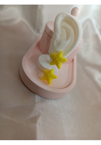 Sarı Yıldız Gül Detaylı Küpe