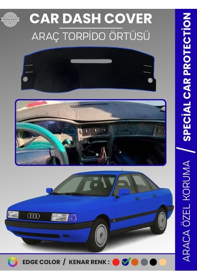 Audi 80 1986-1996 Torpido Örtüsü Ön Göğüs Koruma Torpido Koruma Araca Özel Kaymaz Kolay Montaj Mavi