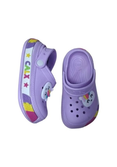 Calx Kız Çocuk Figürlü Kaydırmaz Taban Terlik Sandalet Bnt7030 Mor