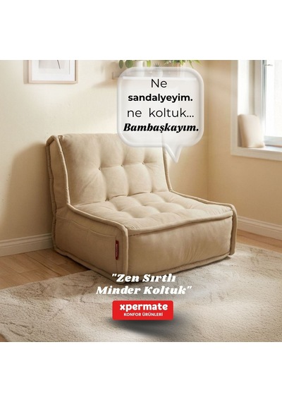 Xpermate Zen Sırtlı Minder İskandinav Tarzı Minder 80x60 Bej