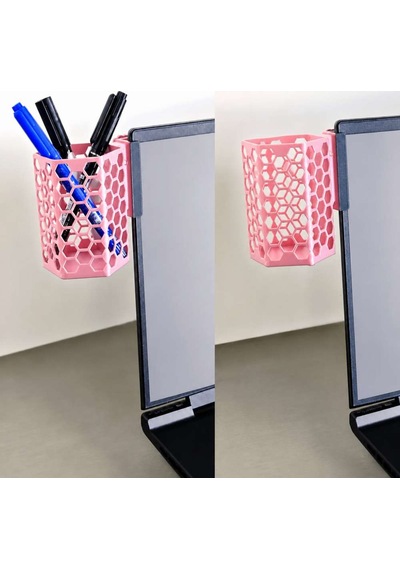 3d Baskı Monitor Kalemlik - Petek Desenli Laptop Kenar Altıgen Kalemlik-pembe Diğer