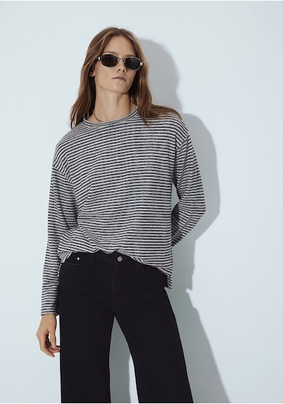 Mavi - Bisiklet Yaka Çizgili T-shirt 1613600-85407 SIYAH