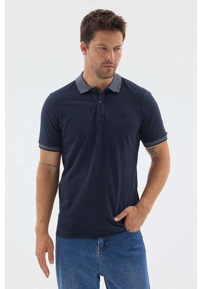 Lacivert-mavi Polo Yaka Pike Kısa Kol Slim Fit %100 Pamuk Tişört 1011260171 Lacivert - Mavi