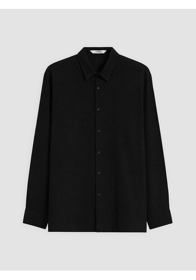 Lcw Eco Siyah Regular Fit Keten Görünümlü Erkek Gömlek